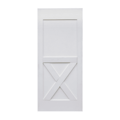 2-Panel Farmhouse Primed Pine Interior Barn Door Slab – Half X Brace Style