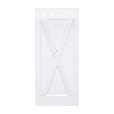 1-Panel Farmhouse Primed Pine Interior Barn Door Slab – X Brace Style