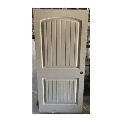 2-Panel Farmhouse MDF Interior Single Door Slab – Arch Panel w/ V-Groove – 36″ x 80″ – Clearance