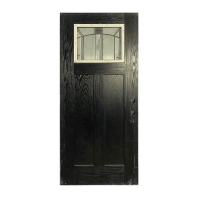 1-Lite over 2-Panel Craftsman Fiberglass Exterior Single Door Slab – Decorative Glass – Right Hand Inswing