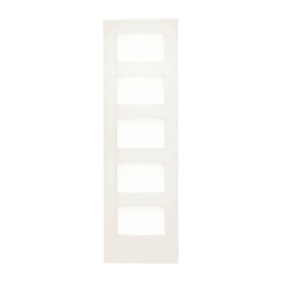 5-Lite Midcentury Modern Primed Pine Interior Single Door Slab – Shaker Style Door w/ Frosted Glass