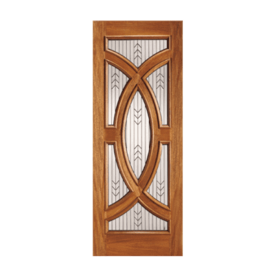 Full-Lite Classic Mahogany Exterior Single Door Slab – with Beveled Glass – Model PL 01