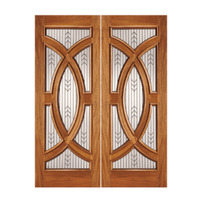 Full-Lite Classic Mahogany Exterior Double Door Slabs -with Beveled Glass – Model PL01