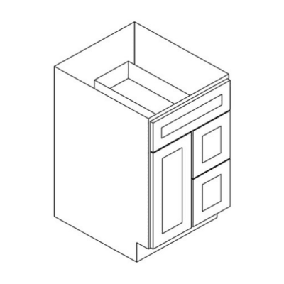Matrix Midtown Grey (TG) – 2 Right Drawers 1 Door Vanity Sink Base Cabinet