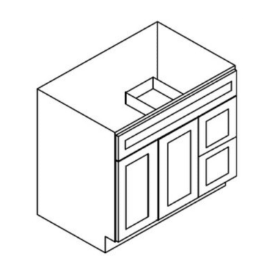 Matrix Midtown Grey (TG) – 2 Right Drawers 2 Door Vanity Sink Base Cabinet